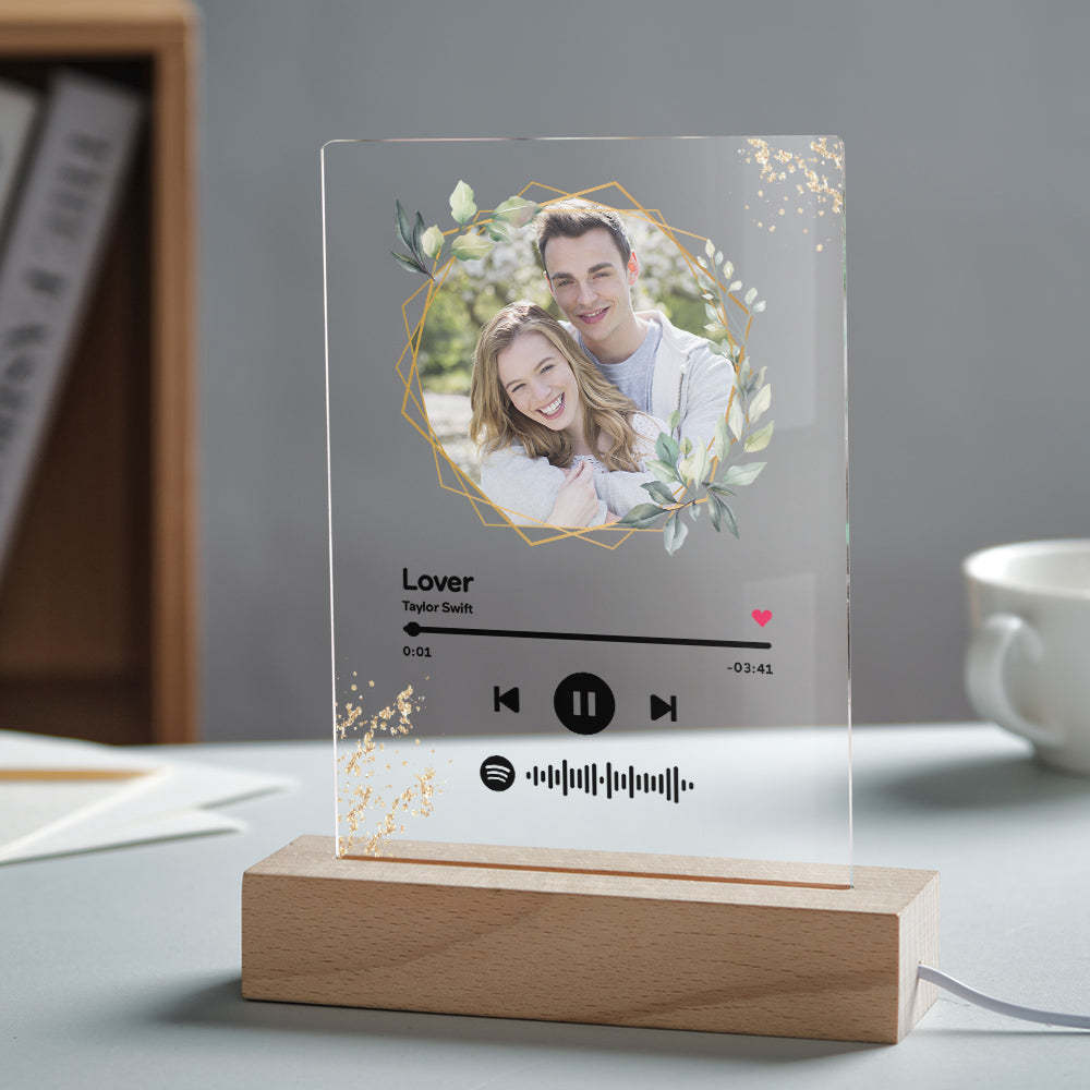 Custom Spotify Code Song Plaque Music Glass Keychain/Plaque/NightLight Gift For Lover - customphotokeychain