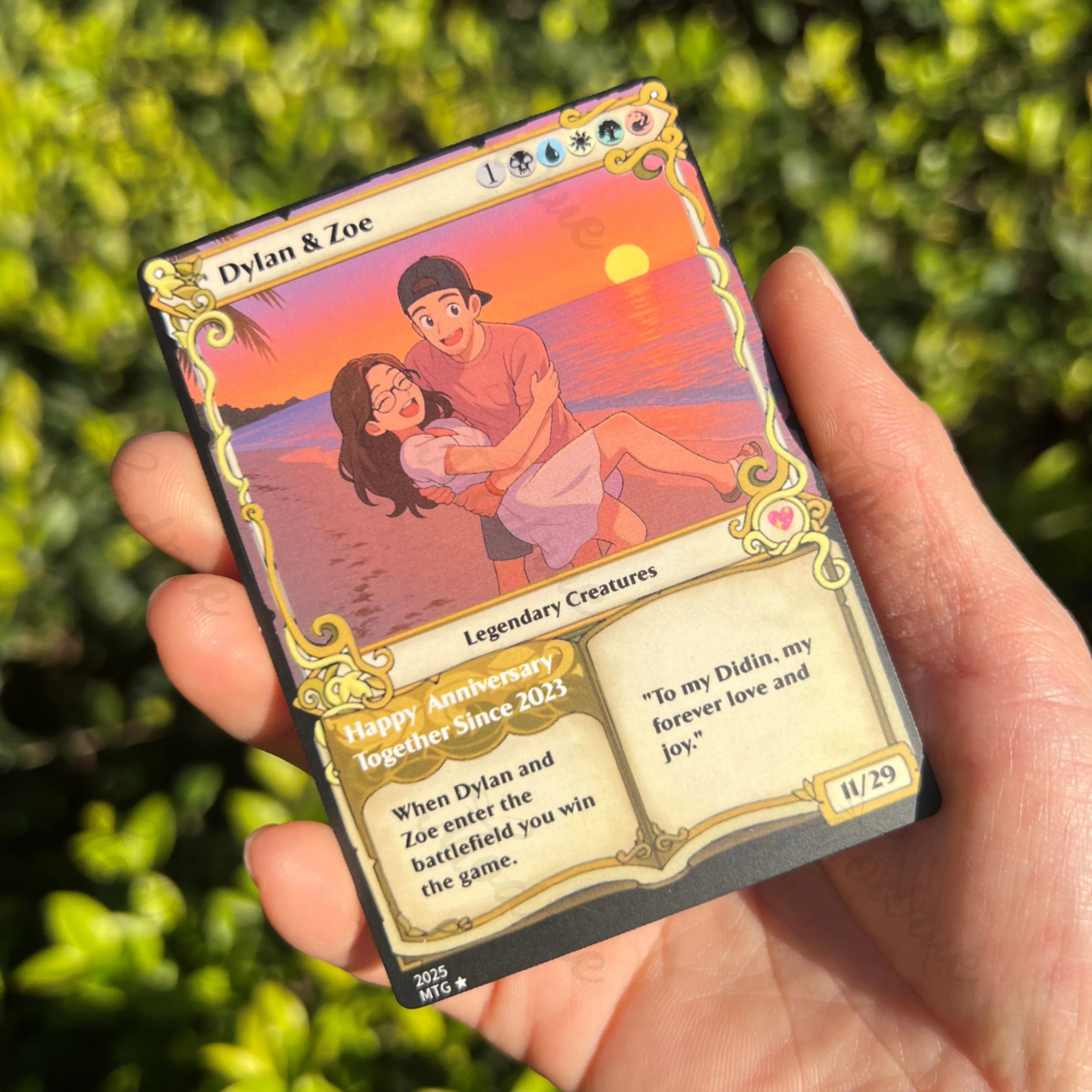 Personalized Magic Card Couple Photo Anime Style Valentine's Day Gift for Couple - CustomPhotoKeychainUK