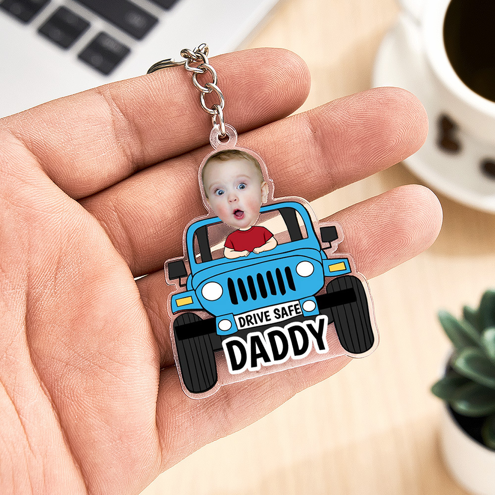 Personalized Drive Safe Keychain Custom Car Style Keychain Gifts for Father - CustomPhotoKeychainUK