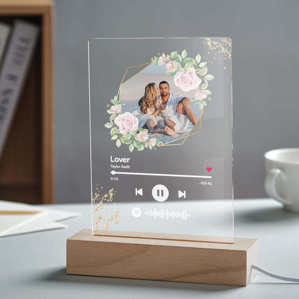 Custom Spotify Code Song Plaque Music Glass Keychain/Plaque/NightLight Gift For Lover - customphotokeychain