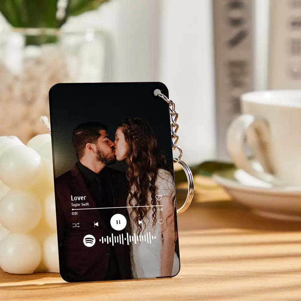 Custom Acrylic Spotify Glass Keychain/Plaque Gift for Couples - customphotokeychain