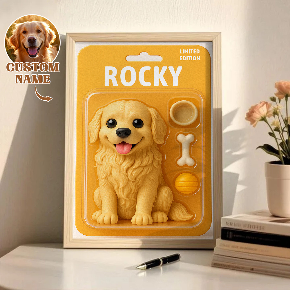 Custom Pet Photo Cartoon Wooden Frame Decorations Cute Decor Plaque Gifts