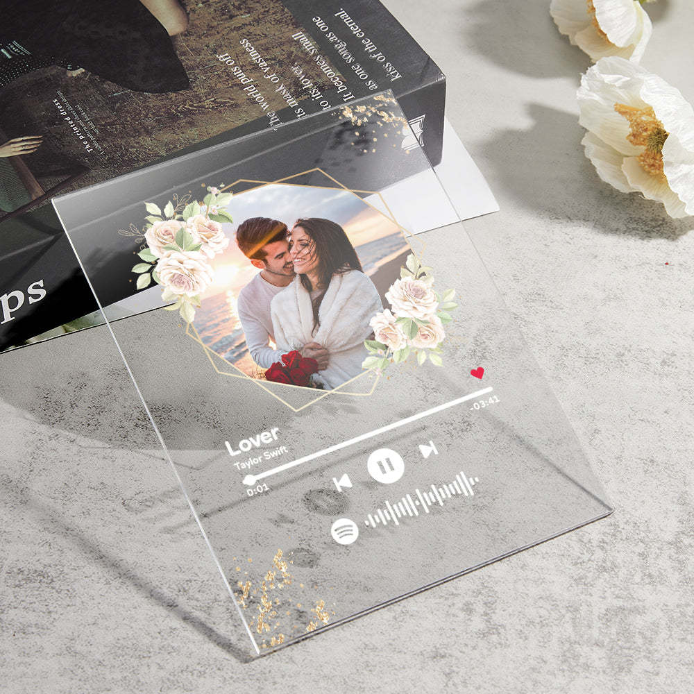 Custom Spotify Code Song Plaque Music Glass Keychain/Plaque/NightLight Gift For Lover - customphotokeychain