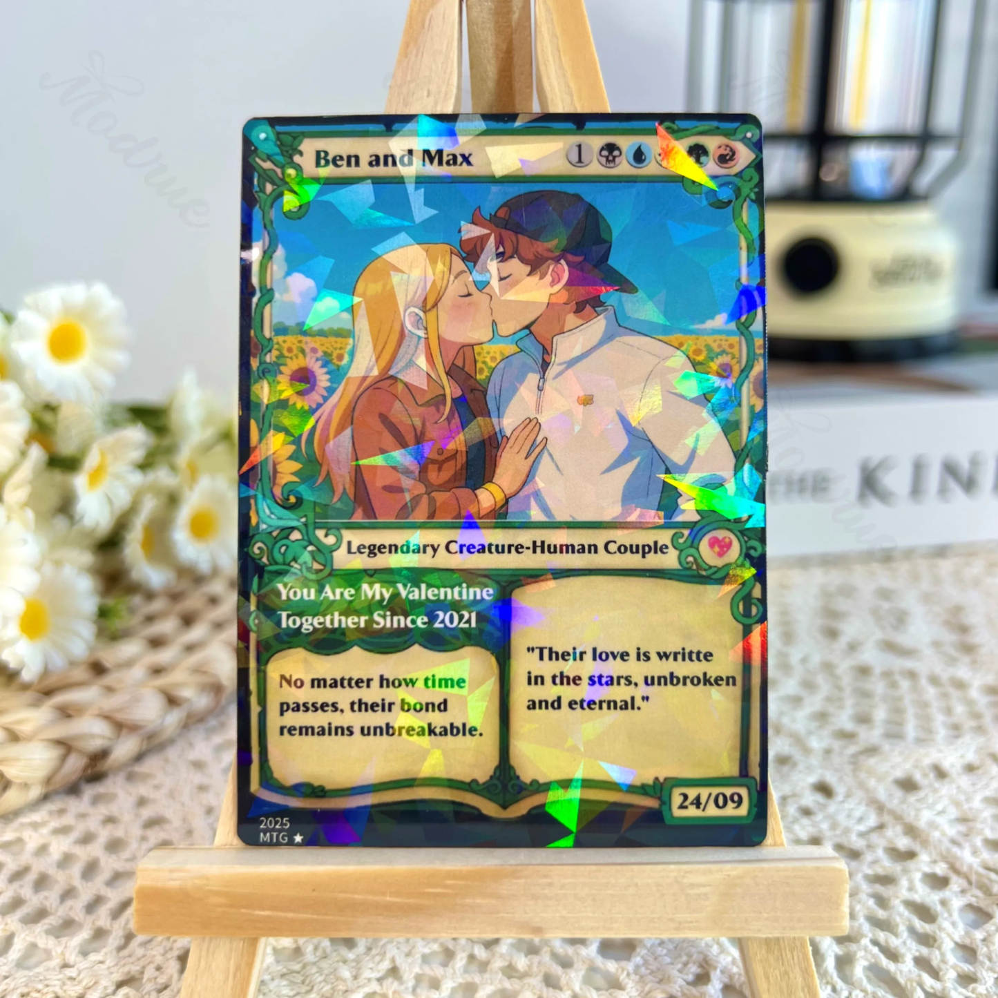 Personalized Magic Card Couple Photo Anime Style Valentine's Day Gift for Couple - CustomPhotoKeychainUK