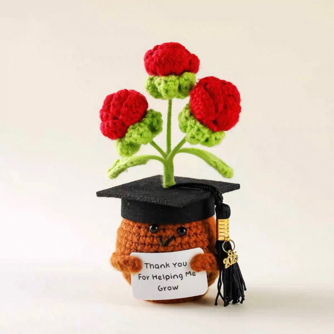 2025 Doctoral Hat Handmade Crochet Doll Positive Energy Graduation Gift Suitable for Friends, Classmates and Teachers