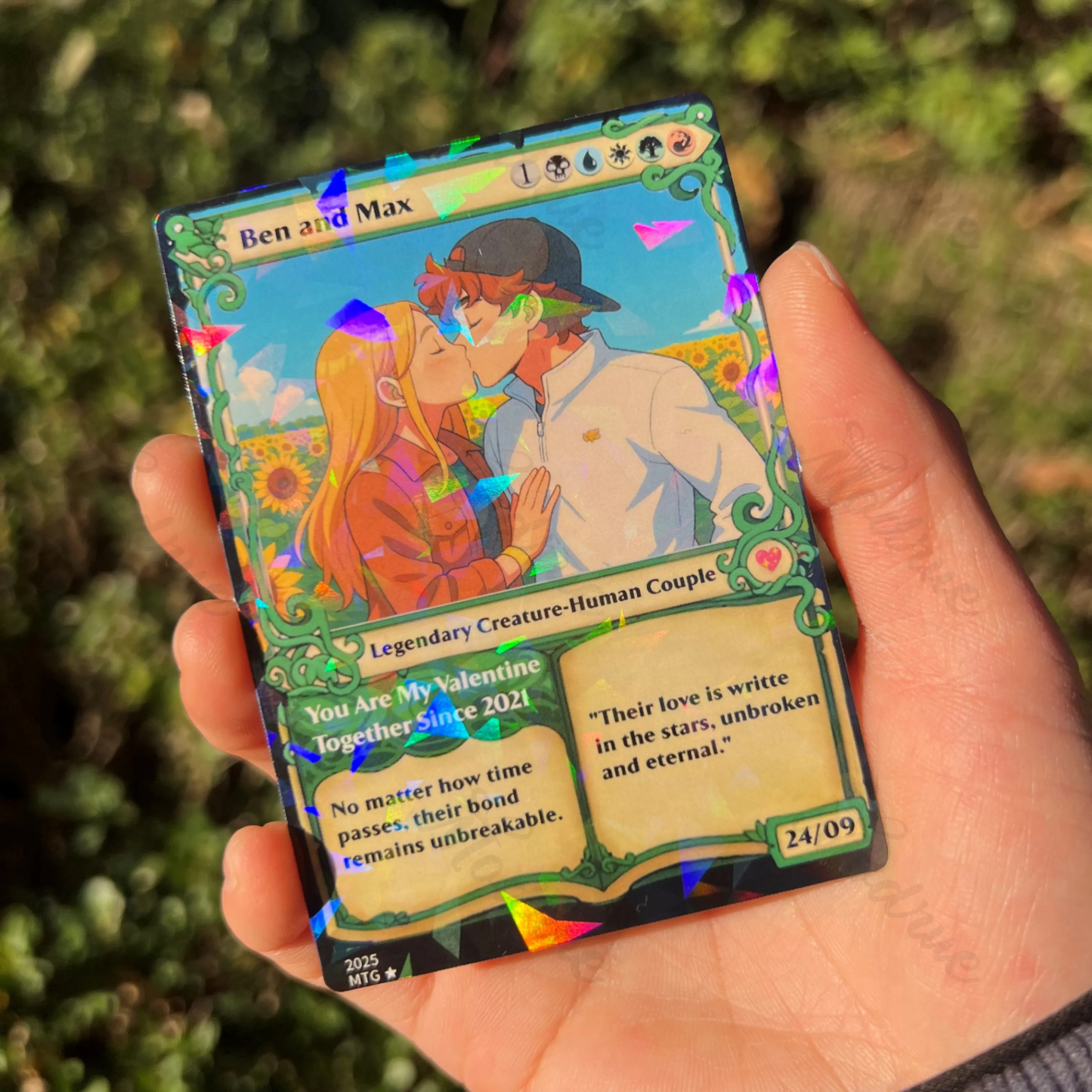 Personalized Magic Card Couple Photo Anime Style Valentine's Day Gift for Couple - CustomPhotoKeychainUK