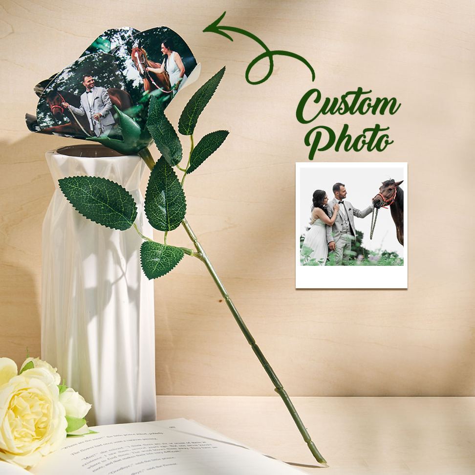 Personalized Photo Roses Single Rose Birthday, Anniversary, Wedding Gift