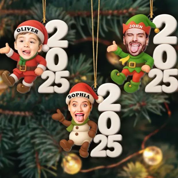 Personalized Family Christmas Ornament, Funny Custom Face Ornament, Holiday Tree Decoration, Christmas Gift for Families
