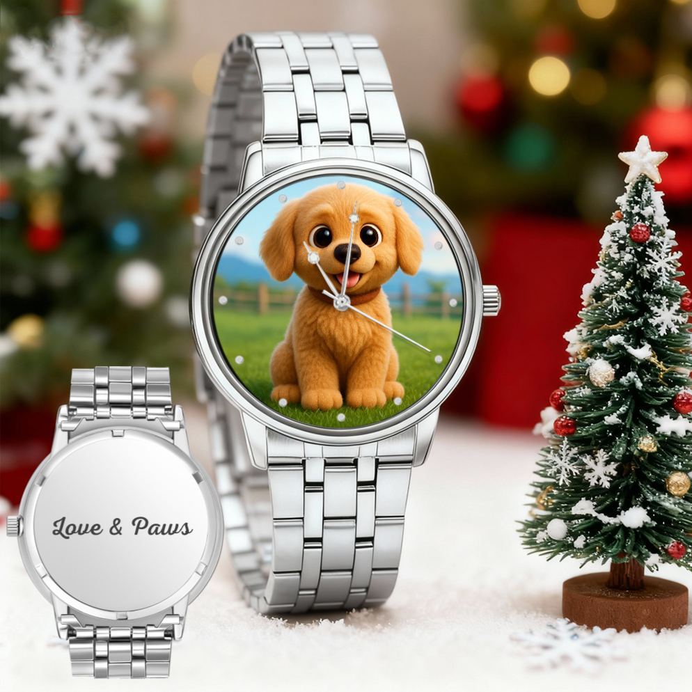 Custom Pixar-Style Plush Portrait Watch|Personalized Cartoon Photo Watch|Unique Gift for Family, Couple, Friend - CustomPhotoKeychainUK