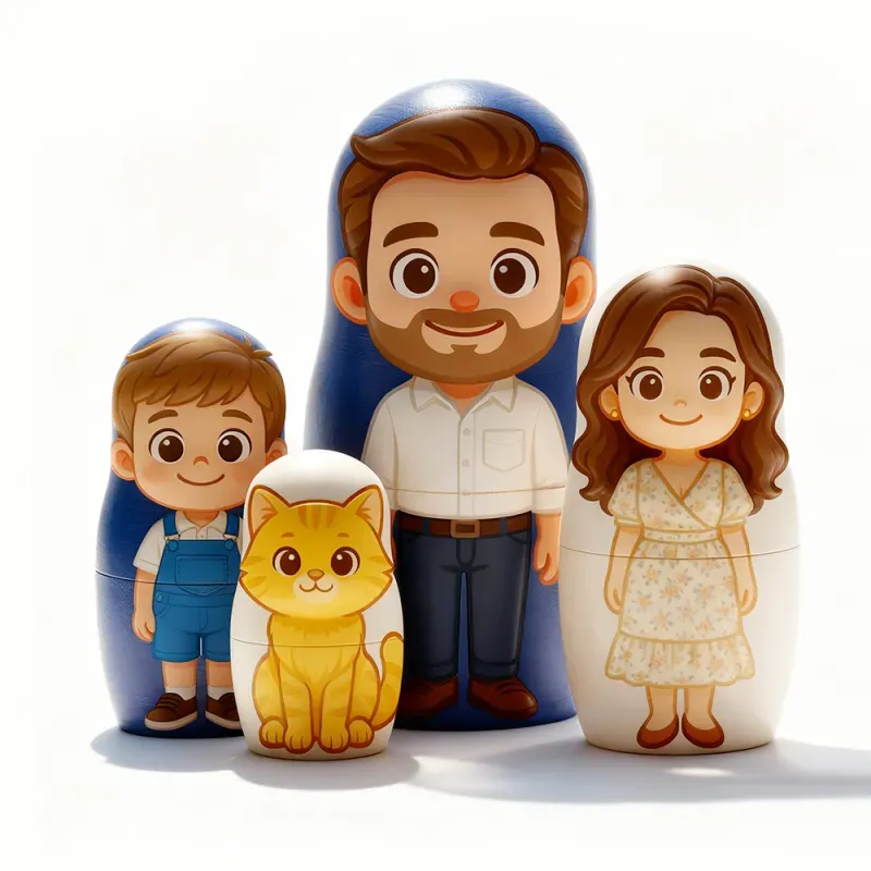 Personalized Portrait Nesting Doll Custom Photo Family Portrait Cartoon Style Gift Photo Anniversary Gift