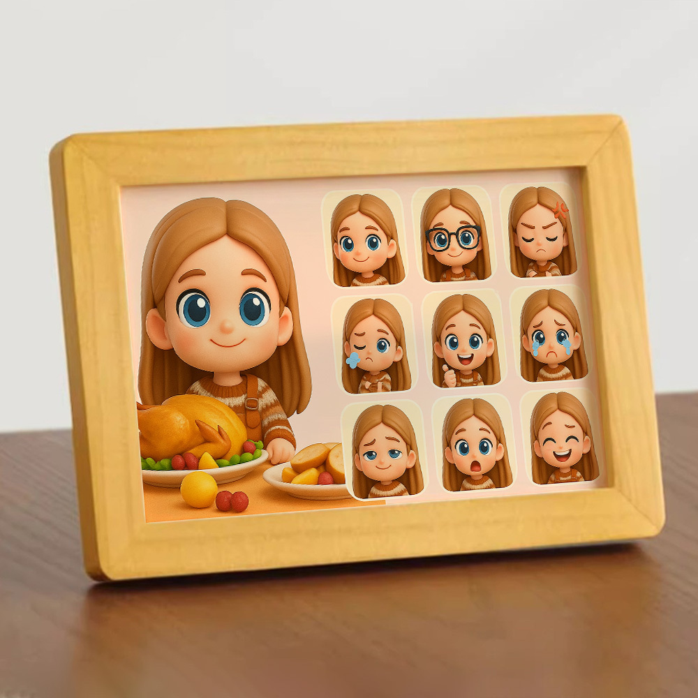 Customized Q-Version Cartoon Image and Emoticon Photo Frame 9 Different Emoticon Packs Customized Photo Frame
