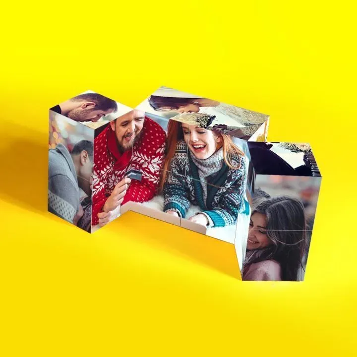 Custom Photo Frame Multiphoto Colorful Rubic's Cube Personalized Infinity Photo Rubic's Cube Gift