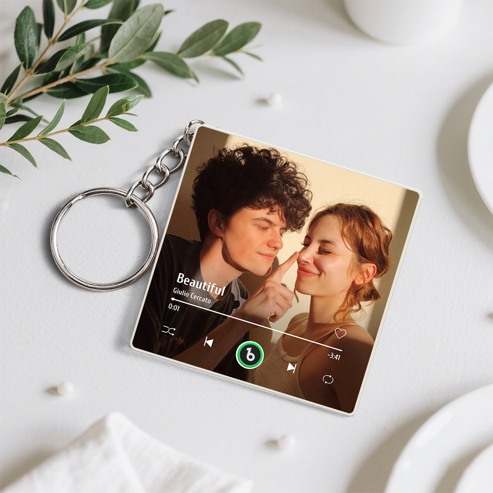 Personalized Photo Music Key Chain Album Box Bag Charm That Plays Music Without Cell Phone Anniversary Gifts - CustomPhotoKeychainUK