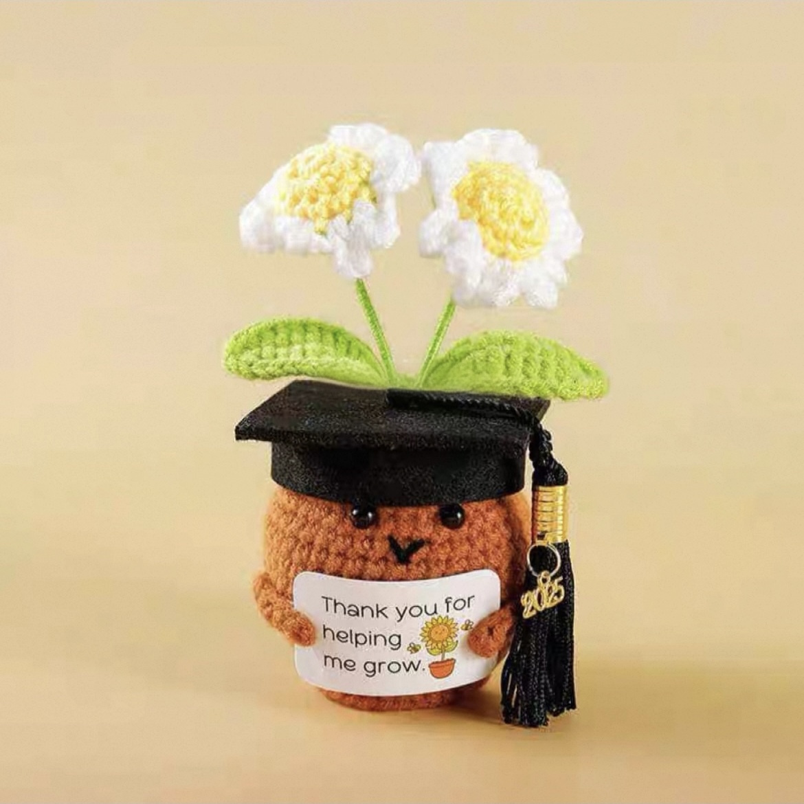 2025 Doctoral Hat Handmade Crochet Doll Positive Energy Graduation Gift Suitable for Friends, Classmates and Teachers