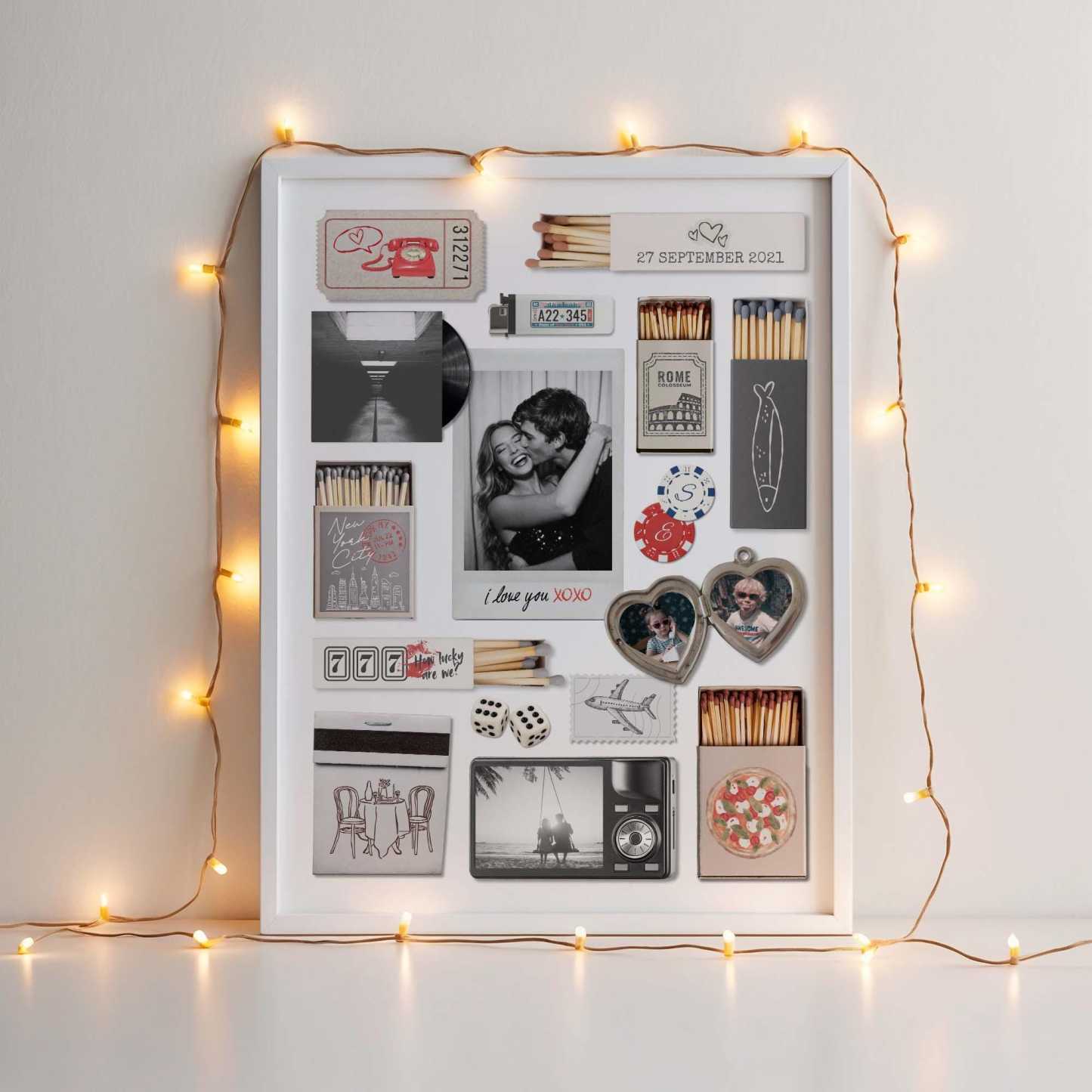 Custom Photo Matchbox Wooden Frame with Your Text Matchbook Poster Print Wall Art Anniversary Gift - CustomPhotoKeychainUK