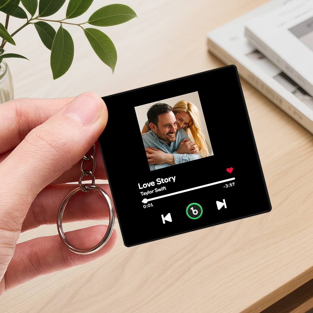 Personalized Photo Music Key Chain Album Box Bag Charm That Plays Music Without Cell Phone Anniversary Gifts - CustomPhotoKeychainUK