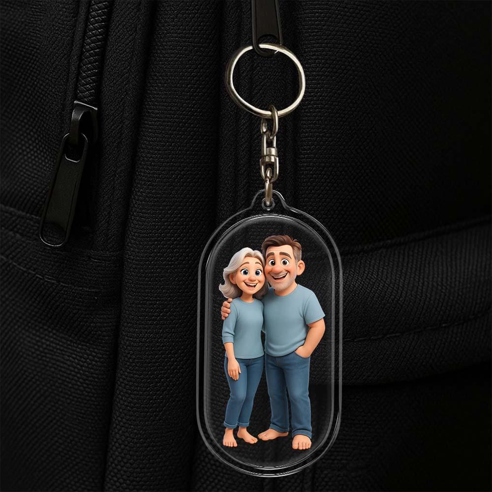 Custom Couple Keychain Personalized Acrylic Cartoon Keychain Photo Bag Charm Unique Keepsake Gift For Lover Anniversary Birthday Valentine's Day Holiday Gift