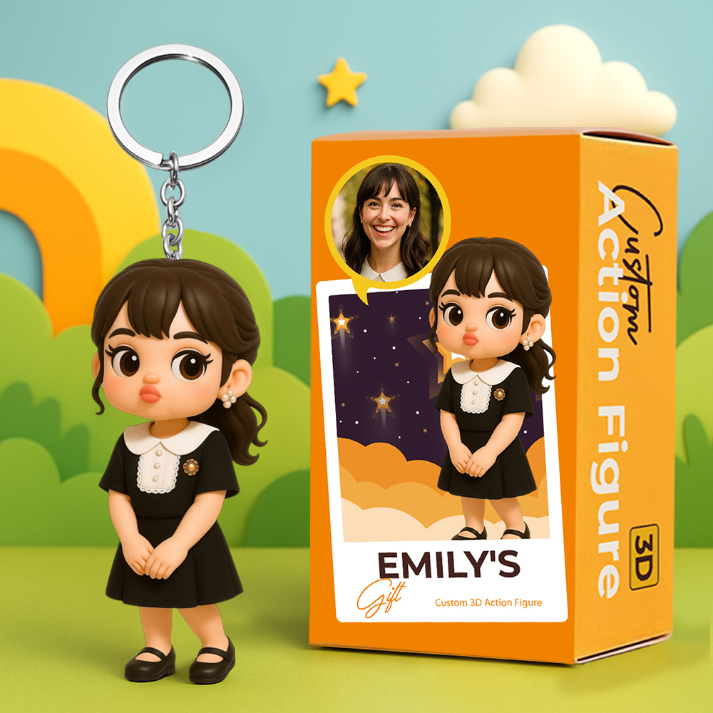 Custom 3D Cartoon Character Keychain Personalized Cute Pouting Style Mini Figure Unique Gift for Mum, Wife, Girlfriend, Daughter and Friends