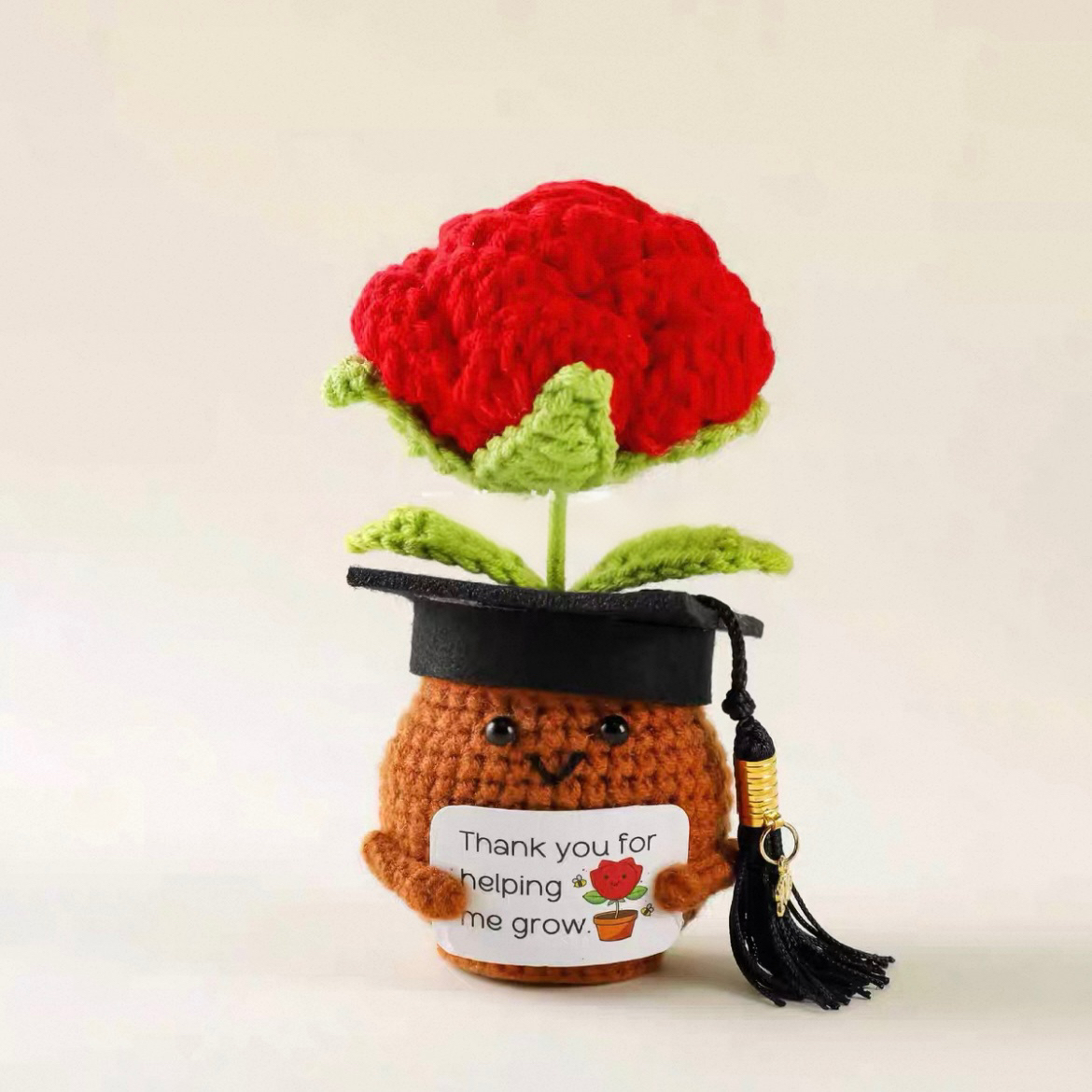 2025 Doctoral Hat Handmade Crochet Doll Positive Energy Graduation Gift Suitable for Friends, Classmates and Teachers