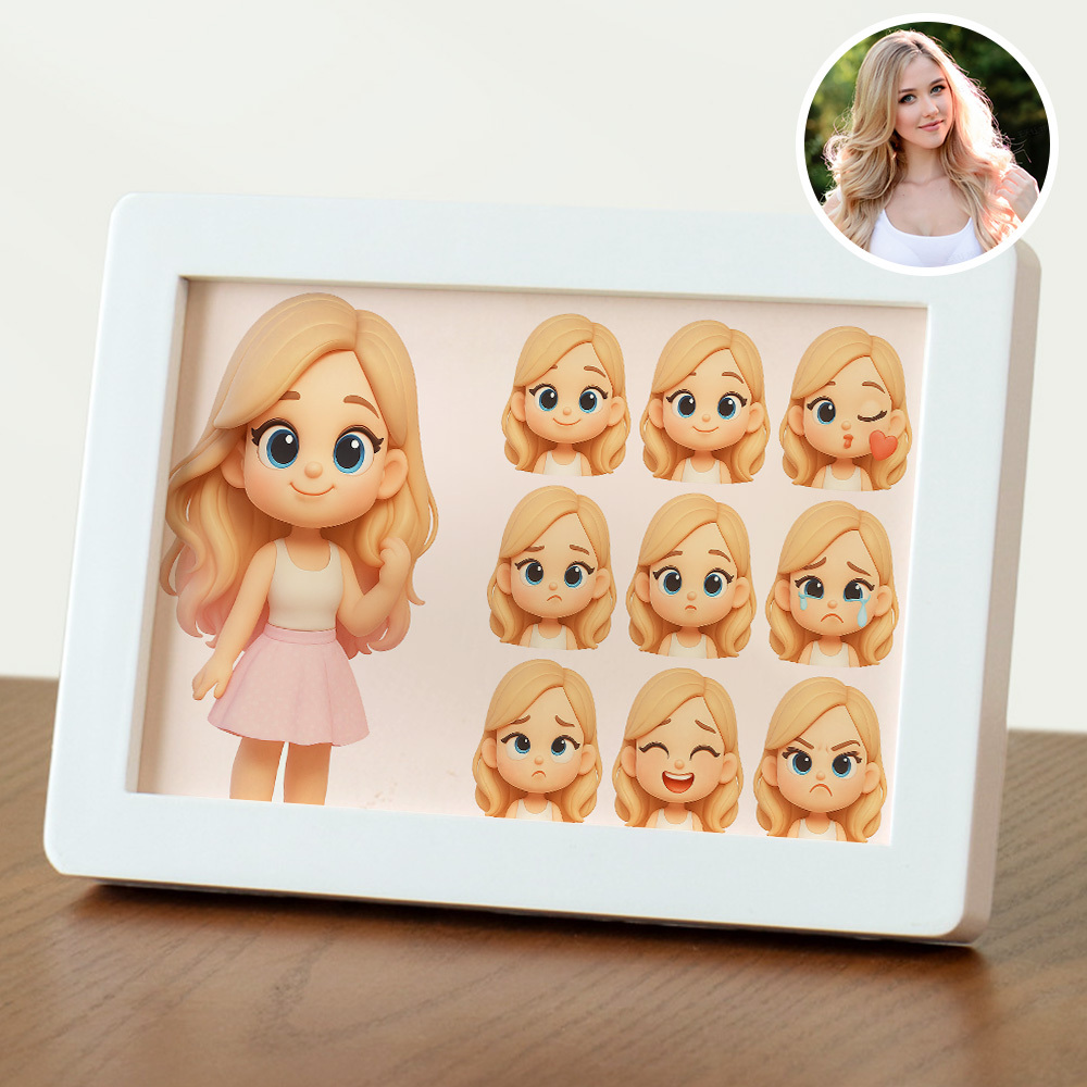 Customized Q-Version Cartoon Image and Emoticon Photo Frame 9 Different Emoticon Packs Customized Photo Frame