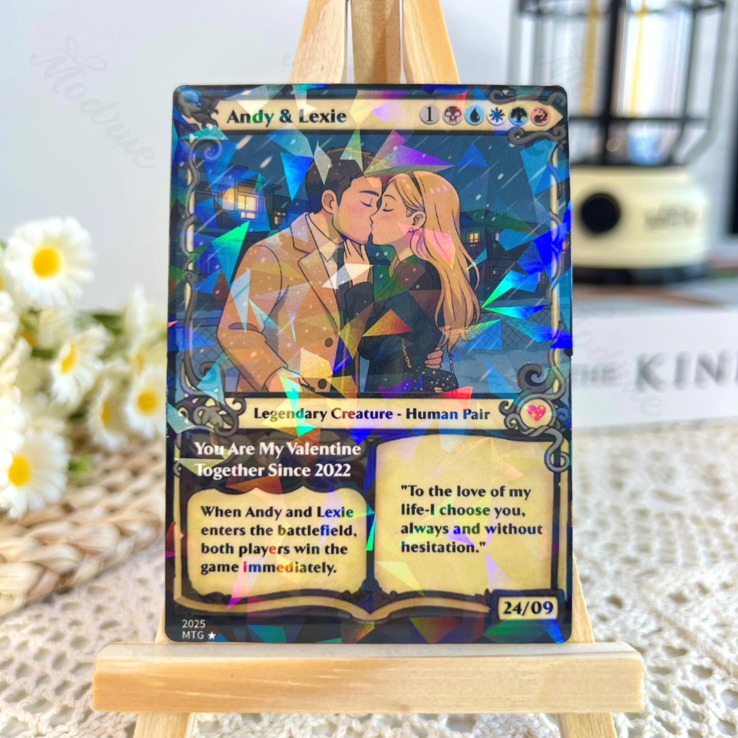 Personalized Magic Card Couple Photo Anime Style Valentine's Day Gift for Couple - CustomPhotoKeychainUK