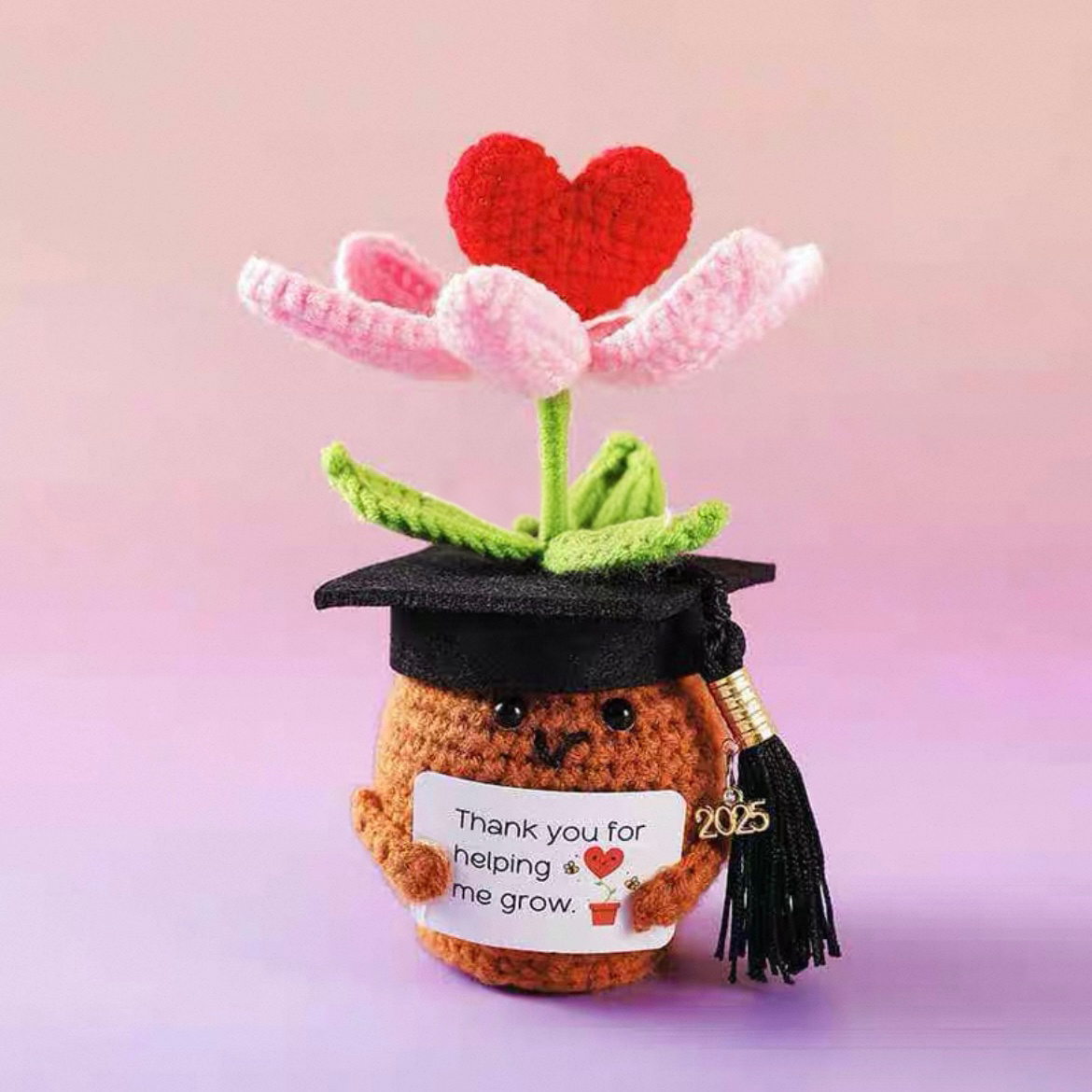 2025 Doctoral Hat Handmade Crochet Doll Positive Energy Graduation Gift Suitable for Friends, Classmates and Teachers