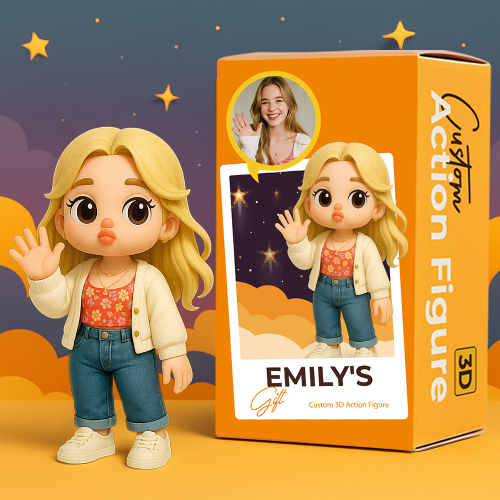 Custom Cute Pouting Style Toy Figure 3D Mini Figures Personalized Photo Blind Box Unique Gift for Mum, Wife, Girlfriend, Daughter and Friends