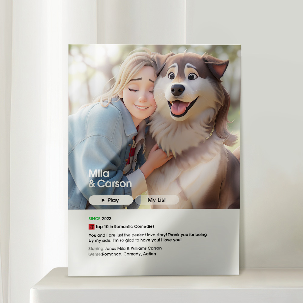 Gifts for Her Custom Cartoon from Your Photo Love Movie Poster Plaque