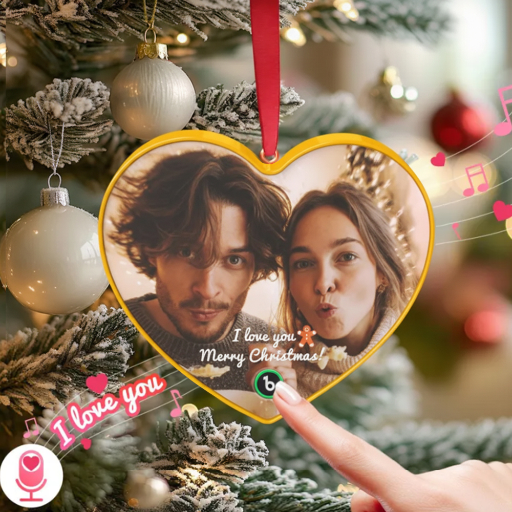 Custom Christmas Fridge Magnet with Heart-Shaped Custom Photo Custom Text Christmas Gift - MyPhotoKeychainUK