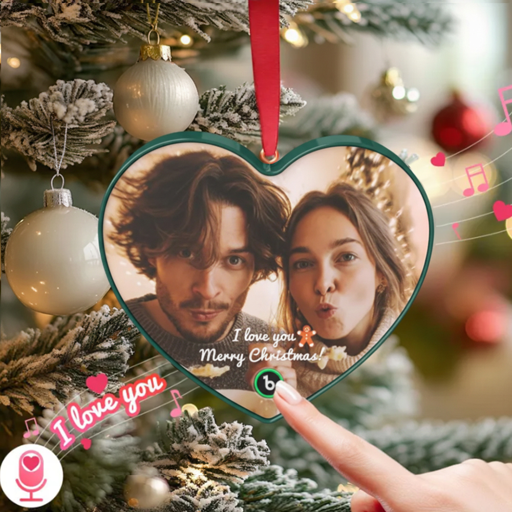 Custom Christmas Fridge Magnet with Heart-Shaped Custom Photo Custom Text Christmas Gift - MyPhotoKeychainUK