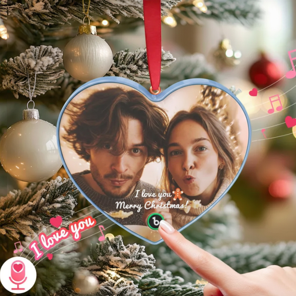Custom Christmas Fridge Magnet with Heart-Shaped Custom Photo Custom Text Christmas Gift - MyPhotoKeychainUK