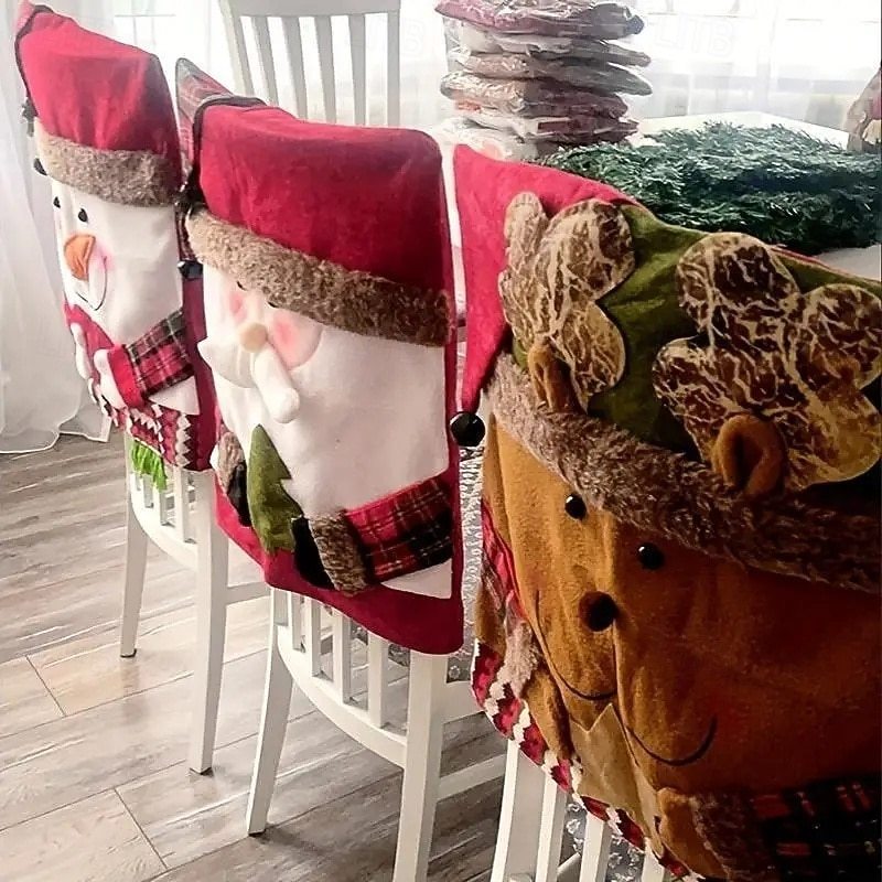 Christmas Chair Covers Christmas Themed Back Covers Plush Washable Chair Slipcovers - MyPhotoKeychainUK