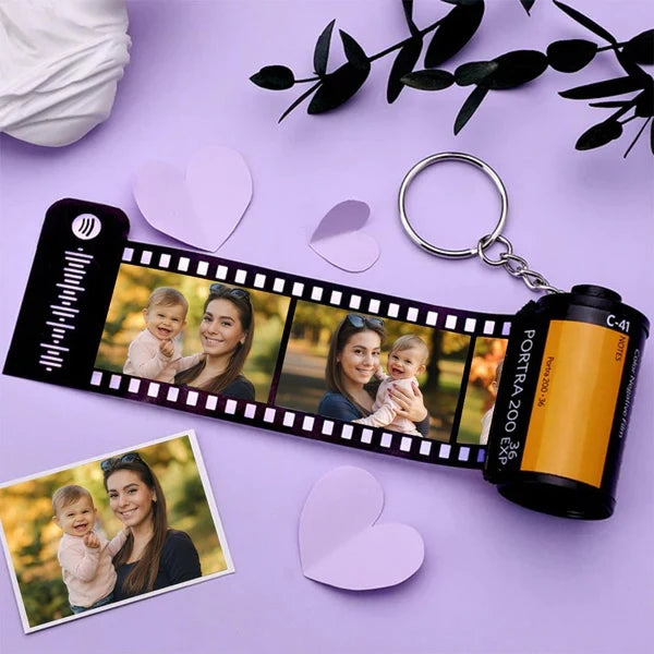 Spotify Camera Roll Key Chain Personal Film Roll Keychain Personalized Spotify Code Camera Roll Keyring Multiphoto 5-20 Pictures