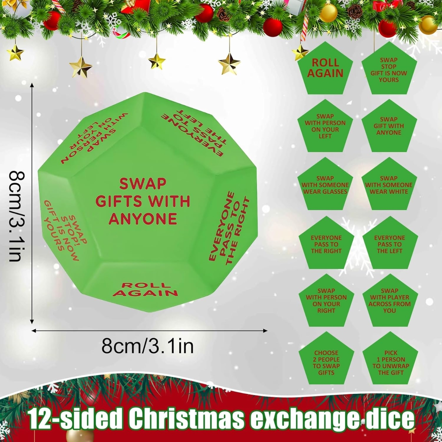 Game Dice Christmas Stuffers Gift Exchange Dice Games for Boys and Girls Christmas Swap Gifts Exchange Dices Game for Office Events Group Hangout - MyPhotoKeychainUK