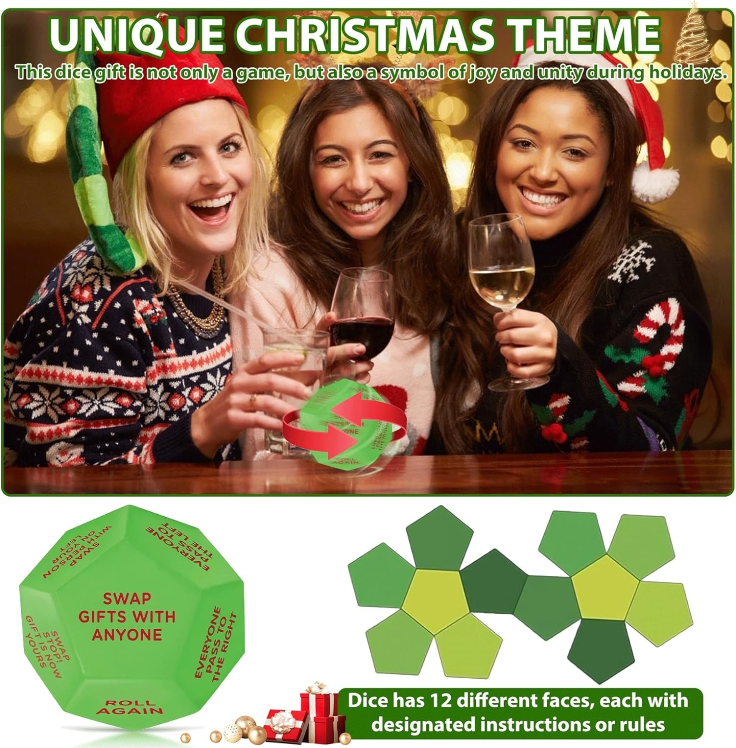 Game Dice Christmas Stuffers Gift Exchange Dice Games for Boys and Girls Christmas Swap Gifts Exchange Dices Game for Office Events Group Hangout - MyPhotoKeychainUK