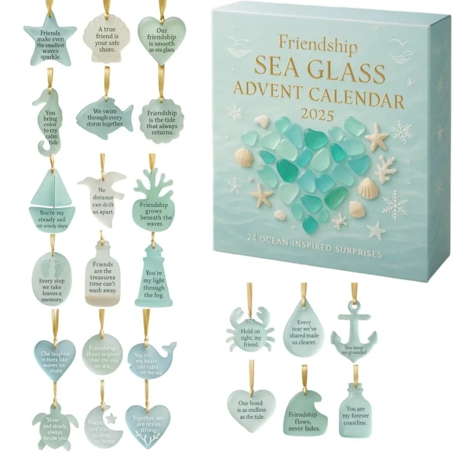 Friendship Sea Glass Advent Calendar 2025 Christmas Gifts for Best Friends - MyPhotoKeychainUK