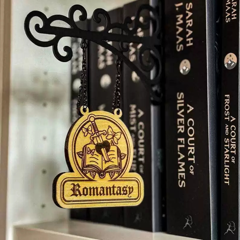 Book Nook Tavern Signs-Genre Shelf Labels with Hanging Brackets Bookshelf Genre Signs Tavern-Style Decor Book Dividers with Hanging Brackets,Reading Plaque for Home Library,Bookshelf Accessories - MyPhotoKeychainUK