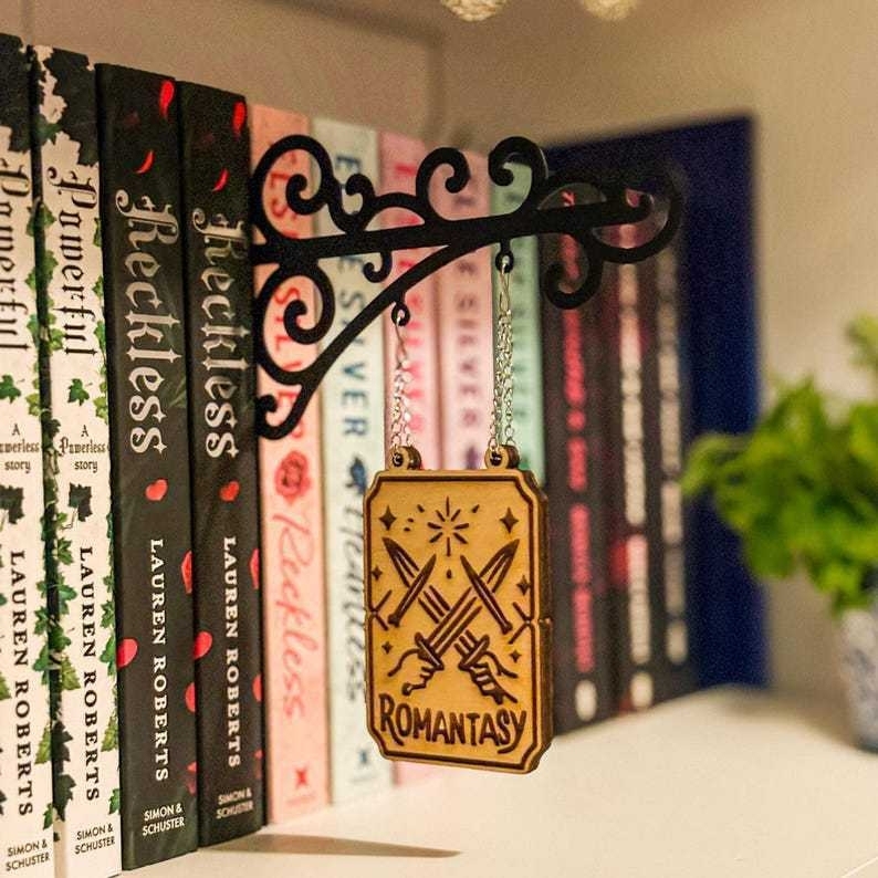 Book Nook Tavern Signs-Genre Shelf Labels with Hanging Brackets Bookshelf Genre Signs Tavern-Style Decor Book Dividers with Hanging Brackets,Reading Plaque for Home Library,Bookshelf Accessories - MyPhotoKeychainUK