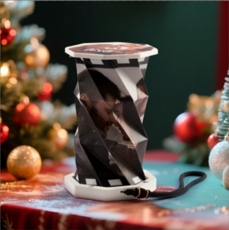 Custom Mini Rotating Night Light with Smart Touch Lighting Custom Photos and Name Christmas Gift - MyPhotoKeychainUK