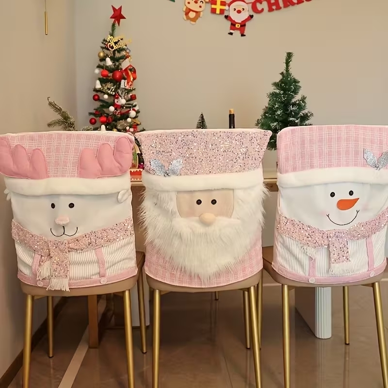 Christmas Chair Covers Christmas Themed Back Covers Plush Washable Chair Slipcovers - MyPhotoKeychainUK
