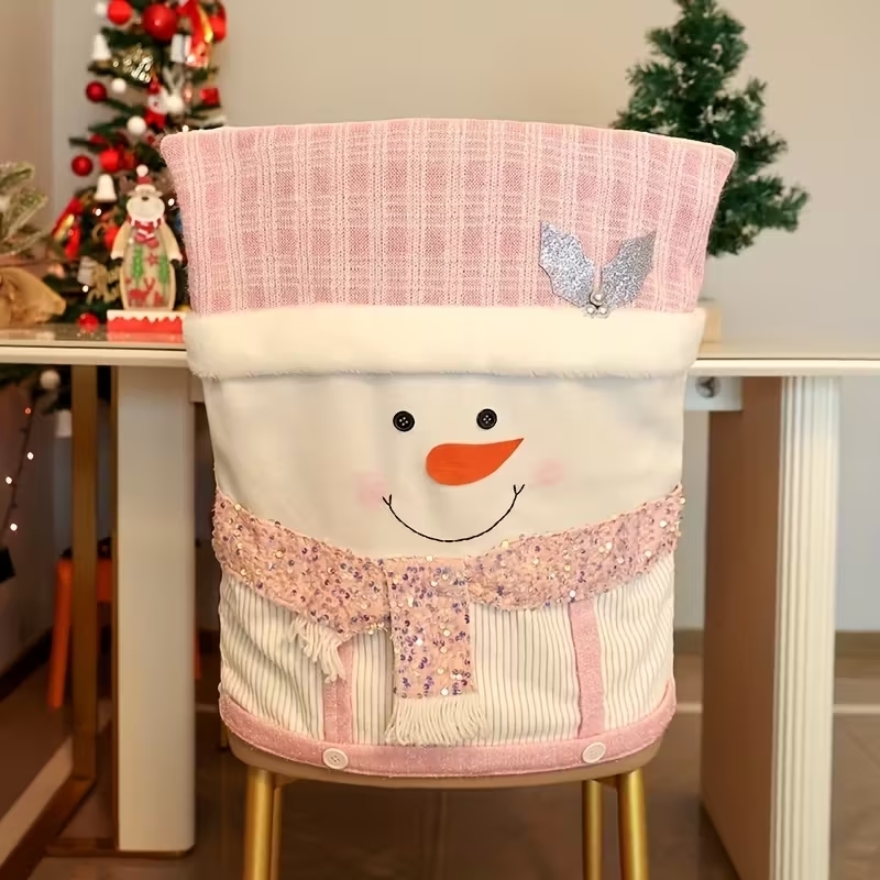 Christmas Chair Covers Christmas Themed Back Covers Plush Washable Chair Slipcovers - MyPhotoKeychainUK