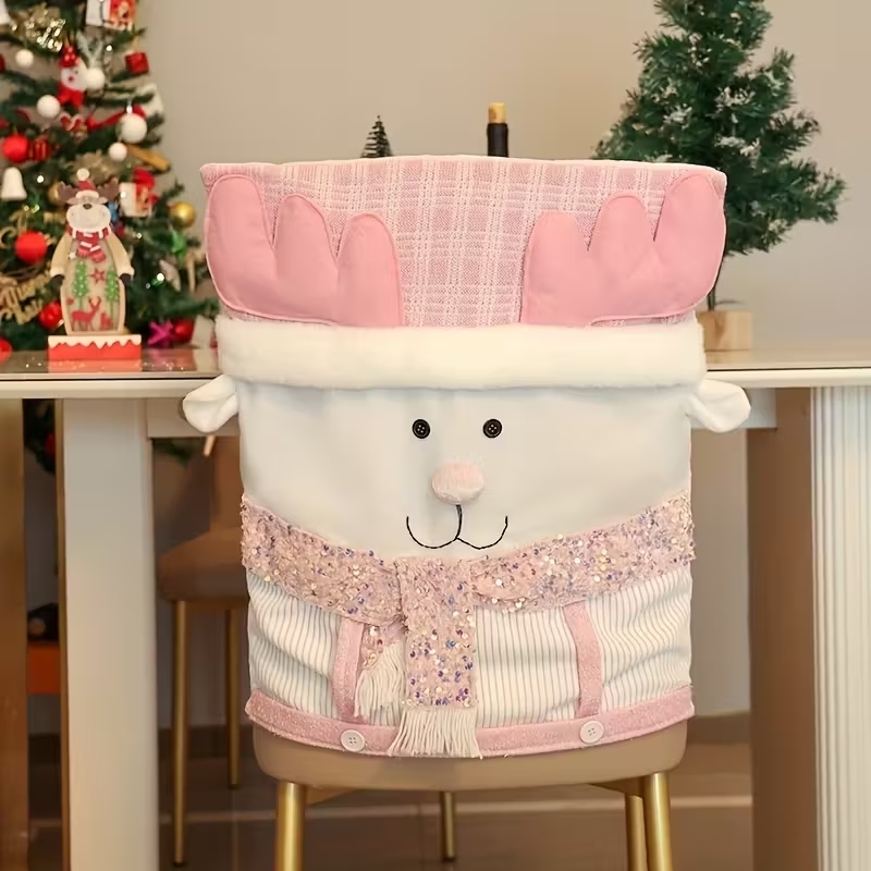 Christmas Chair Covers Christmas Themed Back Covers Plush Washable Chair Slipcovers - MyPhotoKeychainUK