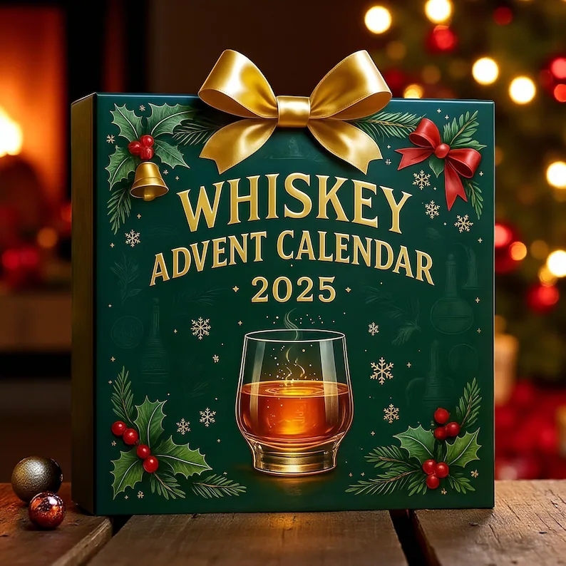 Whiskey Advent Calendar 2025 24 Days Christmas Count-down Calendar with 24 Premium Whiskey Pendants Perfect Christmas and Holiday Gift for Husband Dad Boyfriend Him - MyPhotoKeychainUK