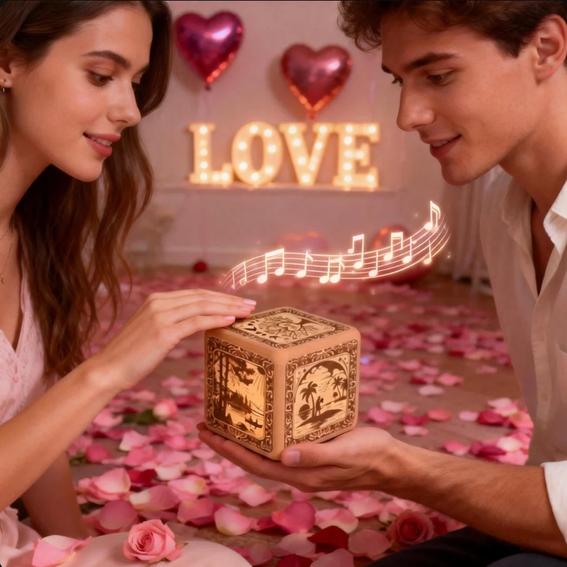 Custom Four Seasons Love Music Box Personalized Valentine's Gift for Her - MyPhotoKeychainUK