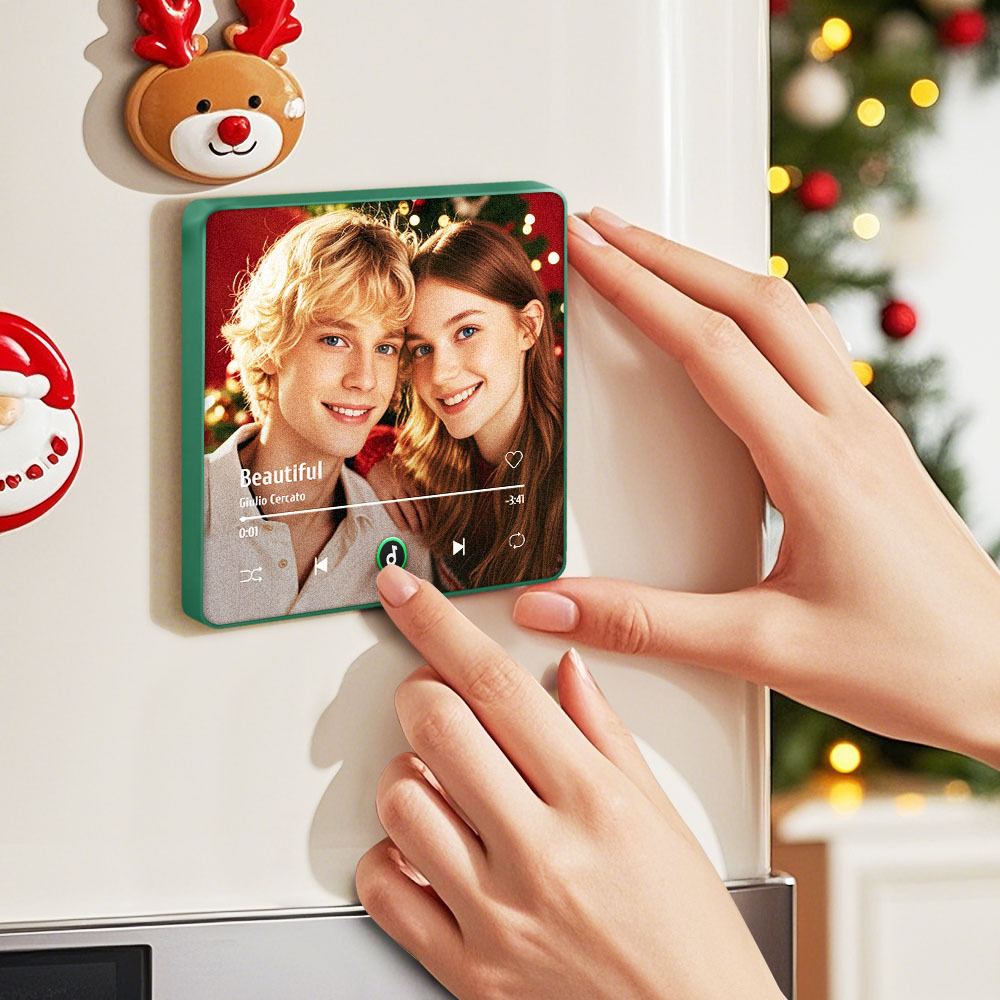 Christmas Gifts Gift for Him New 4.0 Upgrade Custom Music Fridge Magnet Colorful Frame Album Fridge Magnet Can Play Songs Gift for Couple - MyPhotoKeychainUK
