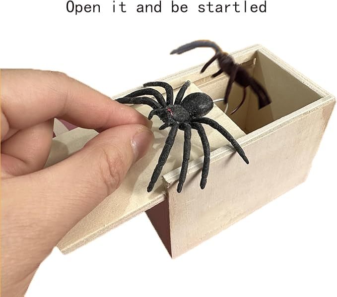 Rubber Spider Trick Box Handmade Wooden Trick Surprise Box Spider Hidden in One Box Trick Toys for Adults and Children Pranks for Adults Stuff - MyPhotoKeychainUK
