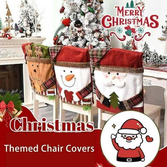 Christmas Chair Covers Christmas Themed Back Covers Plush Washable Chair Slipcovers - MyPhotoKeychainUK