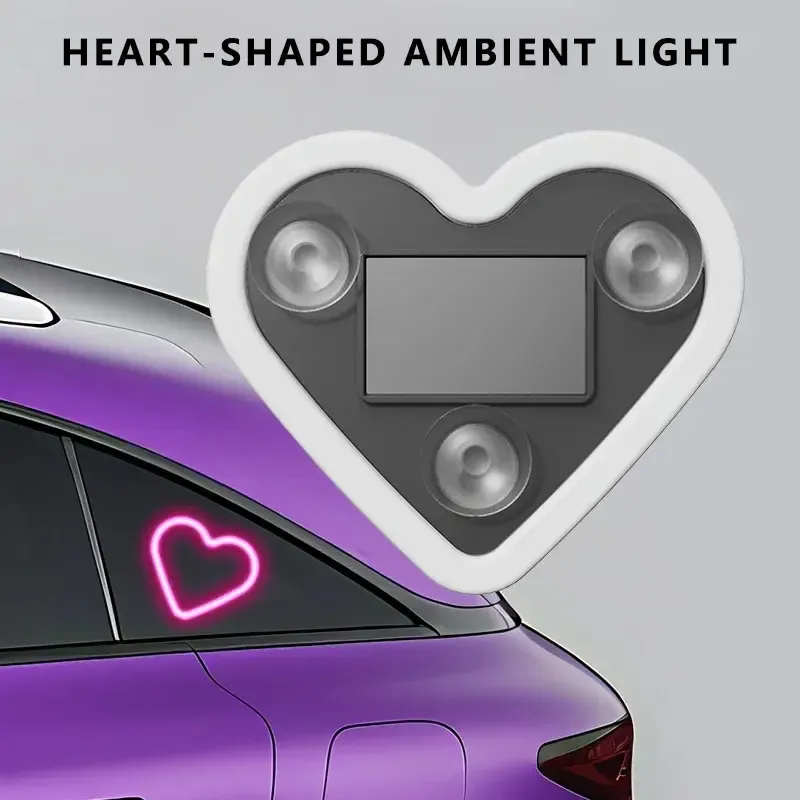 Solar Powered Wireless LED Heart Shape Neon Light for Car Interior Decor Eco-Friendly Modern Stylish Look - MyPhotoKeychainUK
