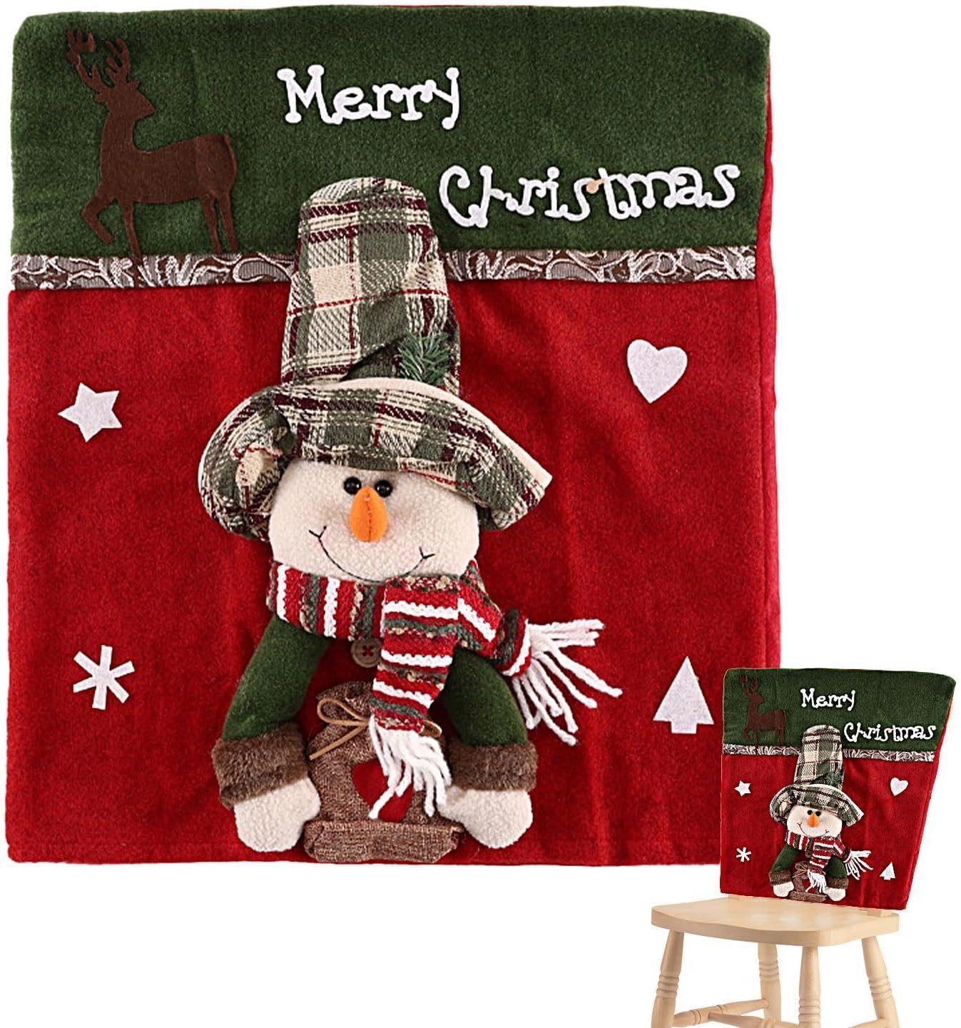 Christmas Chair Covers Christmas Themed Back Covers Plush Washable Chair Slipcovers - MyPhotoKeychainUK