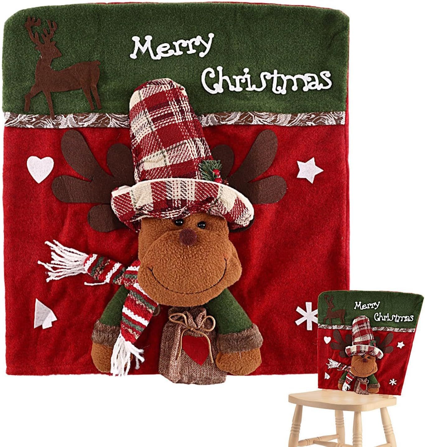 Christmas Chair Covers Christmas Themed Back Covers Plush Washable Chair Slipcovers - MyPhotoKeychainUK